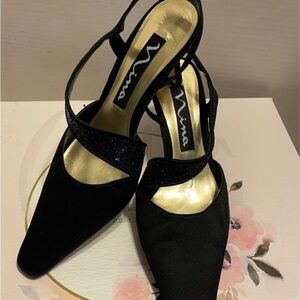 Nina Black Slingback Heels for Women